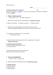 Beginning Japanese I Listening Homework Lesson 4