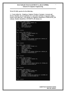 PL/SQL Database Lab: Table Creation & Queries