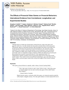 Prosocial Video Games and Behavior: International Evidence