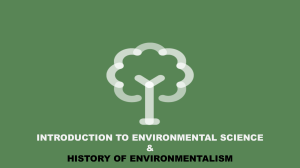 Introduction to Environmental Science & History of Environmentalism