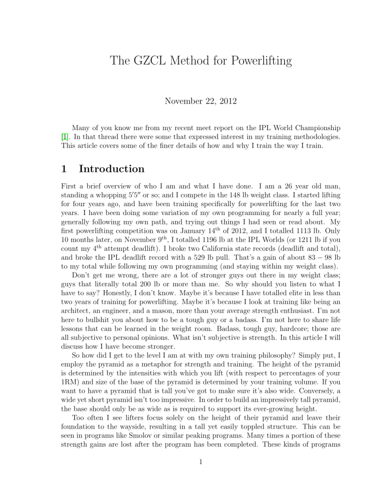 The GZCL Method for Powerlifting: A Training Guide
