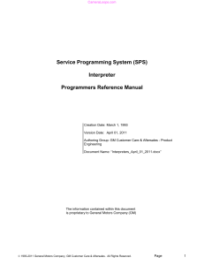 SPS Interpreter Programmers Reference Manual - GM
