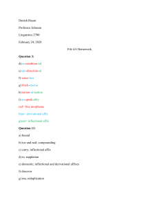 Linguistics 2700: Morphology Homework Assignment