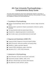 Psychopathology Study Guide | 4th Year University