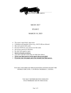 MCEN 3017 Electrical Circuits Exam
