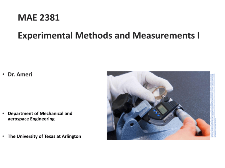 Mae Method Instrument MAE 2381: Experimental Methods and Measurements