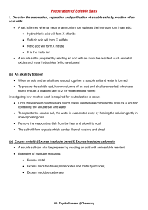 Preparation of Soluble & Insoluble Salts Notes