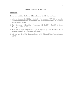MAT223 Linear Algebra Subspaces Review Questions