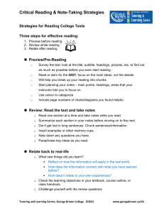 Critical Reading & Note-Taking Strategies for College