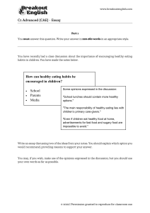 Healthy Eating Habits in Children Exam Prompt