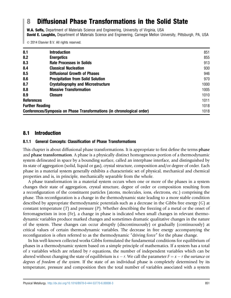 Diffusional Phase Transformations in the Solid State