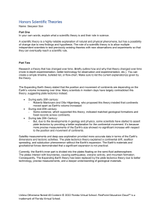 Honors Scientific Theories Worksheet: Expanding Earth vs Plate Tectonics