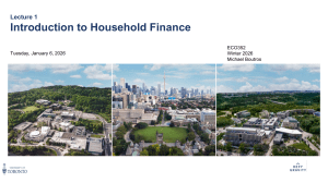 ECO352 Lecture 1: Introduction to Household Finance