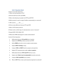 Unit 2 Network Protocols Question Bank: TLS, DNS, DHCP, FTP