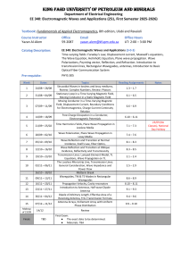 EE 340 Electromagnetic Waves Syllabus KFUPM