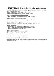 High School Senior Mathematics Study Plan - Precalculus