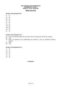 CMA January 2025 Auditing Exam Model Solutions