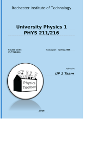 University Physics 1 Course Materials (PHYS 211/216) - RIT