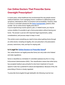 Can Online Doctors Prescribe Soma Overnight? Legality & Process