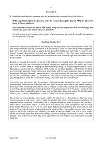 Cookery Course Summary Exercise