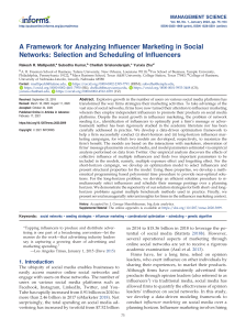 Framework for Influencer Marketing in Social Networks: Selection & Scheduling