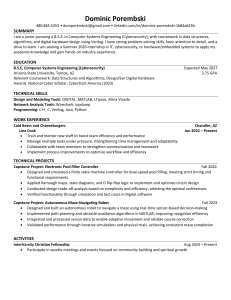 Dominic Porembski Resume - Computer Engineering Student