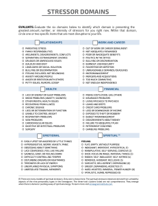 Stress Domains and Lifestyle Self-Assessment Worksheet
