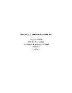 Jominy End Quench Test Lab Report: Steel Hardenability Analysis