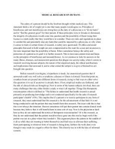 Medical Research on Humans: Ethical Principles & Patient Safety