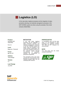 SAP S/4HANA Logistics Case Study: Global Bikes