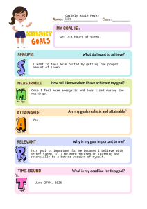 SMART Goals Student Worksheet for Personal Development