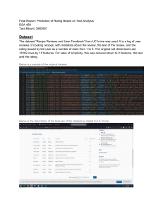 Final Report: Text Analysis for Rating Prediction