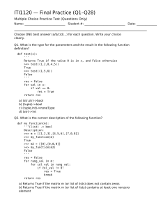 ITI1120 Final Practice Test: Python Programming Fundamentals