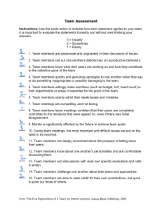 Team Assessment: The Five Dysfunctions of a Team