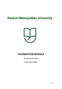 Karachi Metropolitan University Foundation Module Study Guide 2025 MBBS