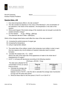 AP Chemistry Kinetics Practice Worksheet