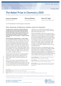 Nobel Prize in Chemistry 2025: Metal-Organic Frameworks