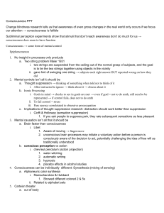 Consciousness PPT: Cognitive Psychology Experiments