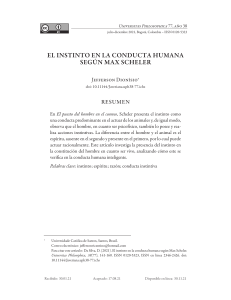 El instinto en la conducta humana seg&uacute;n Max Scheler