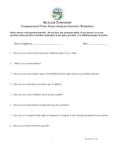 Butler Township CVSA Interview Worksheet