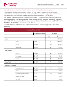 Benihana Case Study Financial Analysis