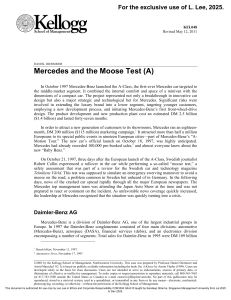 Mercedes and the Moose Test (A) Case Study