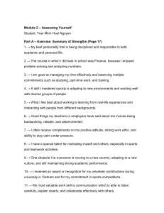 Module 2: Assessing Yourself - Student Strengths Worksheet