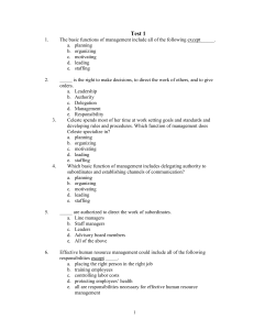 Management Test 1: Functions & HR Questions