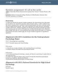 Random Assignment Demonstration: Psychology Research Methods Activity