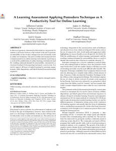 a learning assessment applying pomodoro technique as a productivity tool for online learning