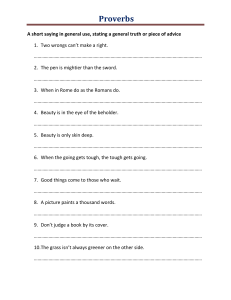 List of Common Proverbs with Definitions