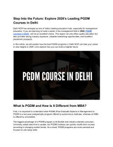 Step Into the Future  Explore 2026&rsquo;s Leading PGDM Courses in Delhi 