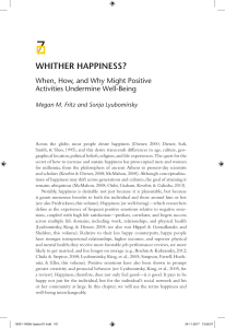 Whither Happiness? When Positive Activities Undermine Well-Being