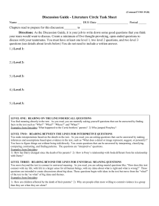 Literature Circle Discussion Guide Task Sheet